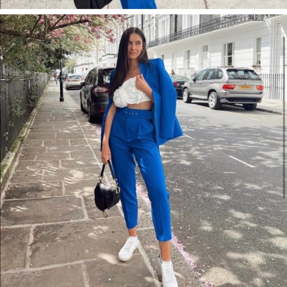 Zara royal blue cobalt belted trouser suit, sold out bnwt